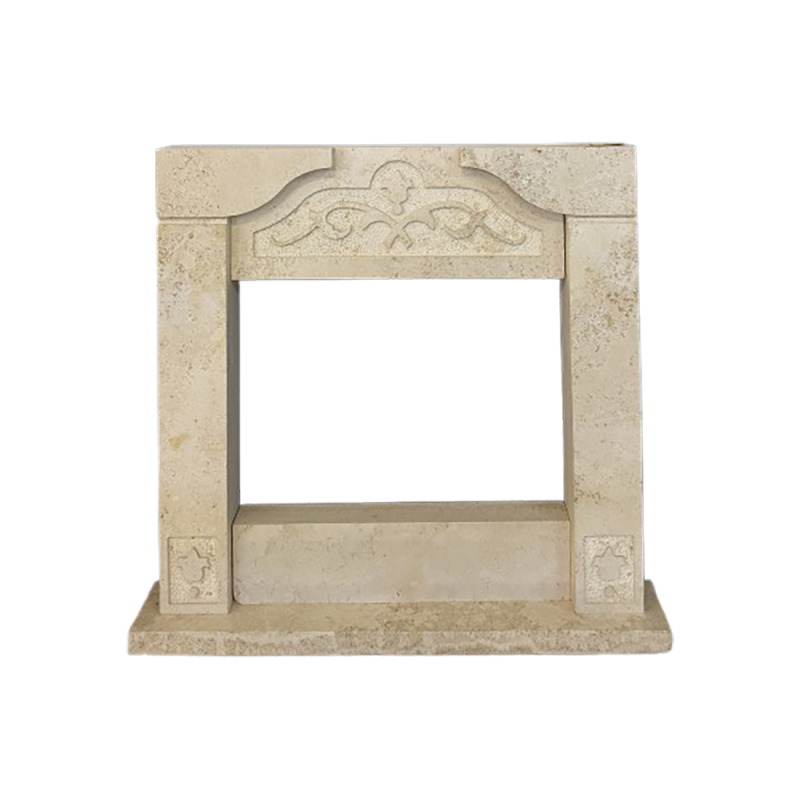 Light travertine stone fireplace Udine model Light travertine stone fireplace Udine model