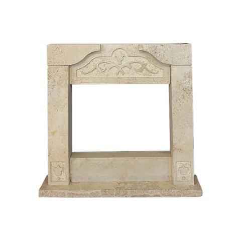 Light travertine stone fireplace Udine model