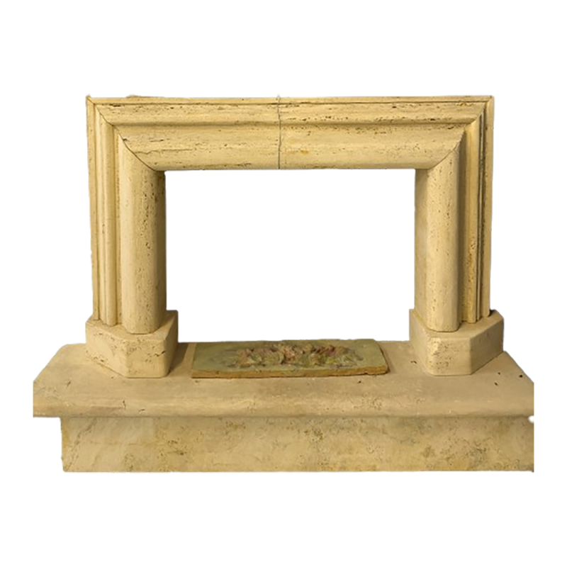 Cornice per camino in pietra naturale travertino. Modello Torino.