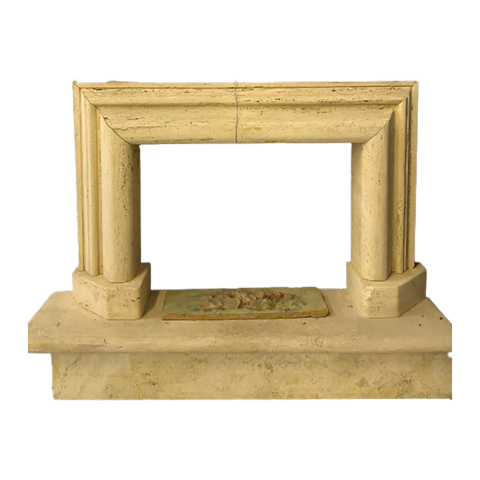 Travertine natural stone fireplace surround. Torino model.