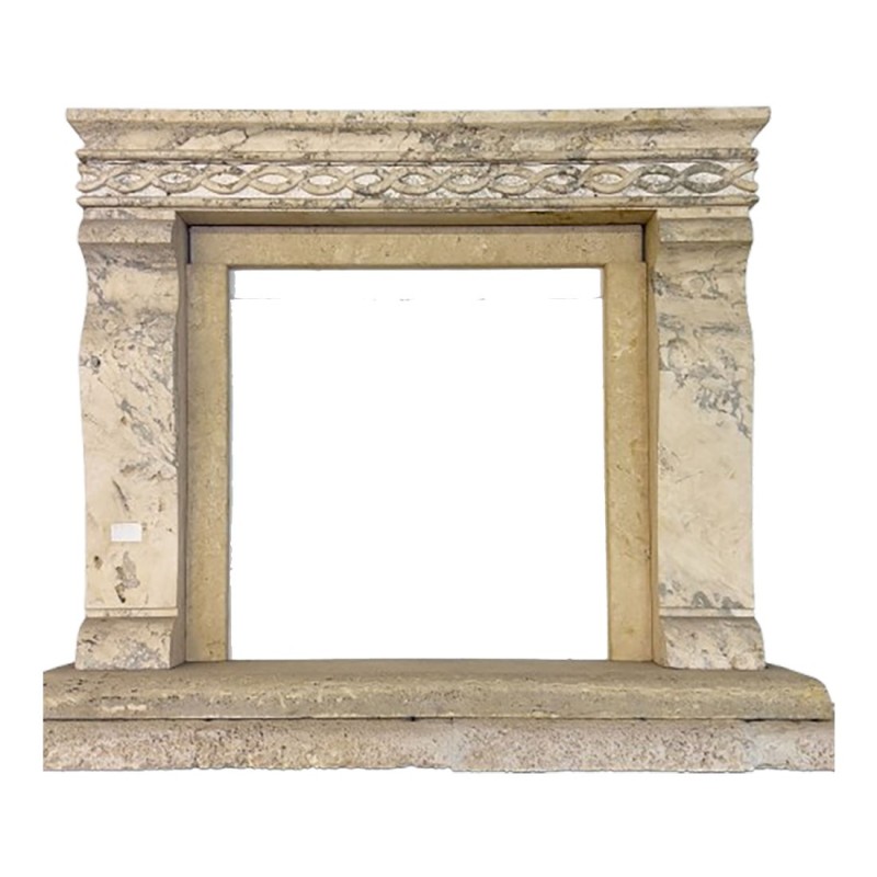 Luxury Travertine Fireplace Mantel Viterbo Model | Hand-Carved