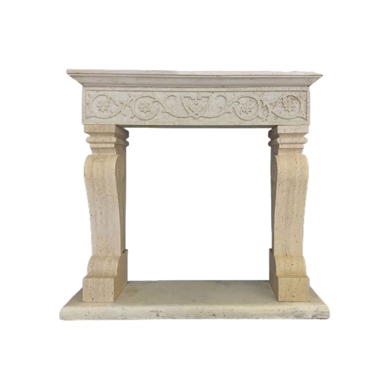 Arezzo light travertine fireplace surround: Price and photos